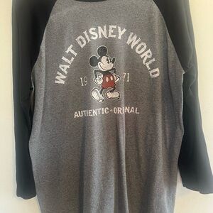 Disney Gray and Black Mickey Mouse 3/4 Sleeve